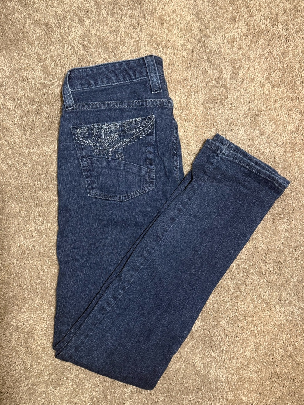 Lucky Brand Dark Indigo Skinny Jeans with Embroidered Pocket